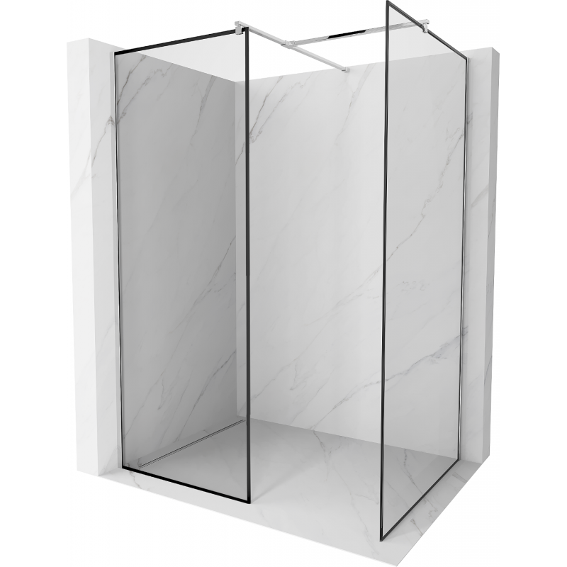 Mexen Kioto Walk-in Shower Wall 90 x 80 cm, Black Pattern, Chrome - 800-090-202-01-70-080