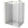 Mexen Kioto shower wall Walk-in 140 x 120 cm, black pattern, brushed gold - 800-140-202-55-70-120