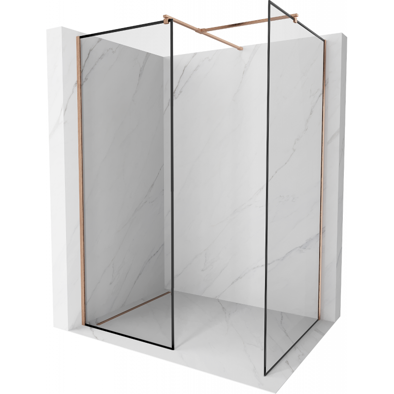 Mexen Kioto Walk-in Shower Wall 130 x 70 cm, Black Pattern, Brushed Bronze - 800-130-202-65-70-070