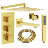 Mexen Cube DR02 flush-mount shower and bath set with a rainmaker 30 cm, Gold - 77503DR0230-50