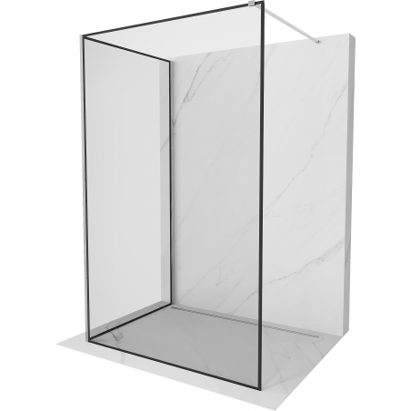 Mexen Kioto Walk-in Shower Wall 130 x 70 cm, Black Pattern, Chrome - 800-130-212-01-70-070