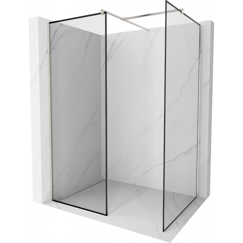 Mexen Kioto Walk-in Shower Wall 150 x 90 cm, Black Pattern, Brushed Nickel - 800-150-202-97-70-090