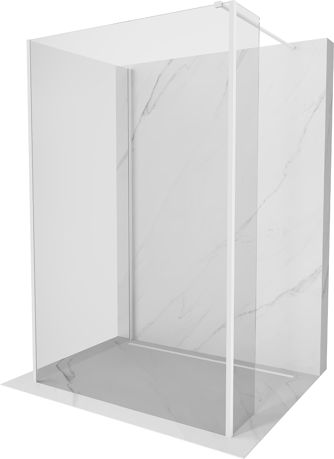Mexen Kioto Walk-in Shower Wall 90 x 85 x 40 cm, transparent, white - 800-090-085-221-20-00-040