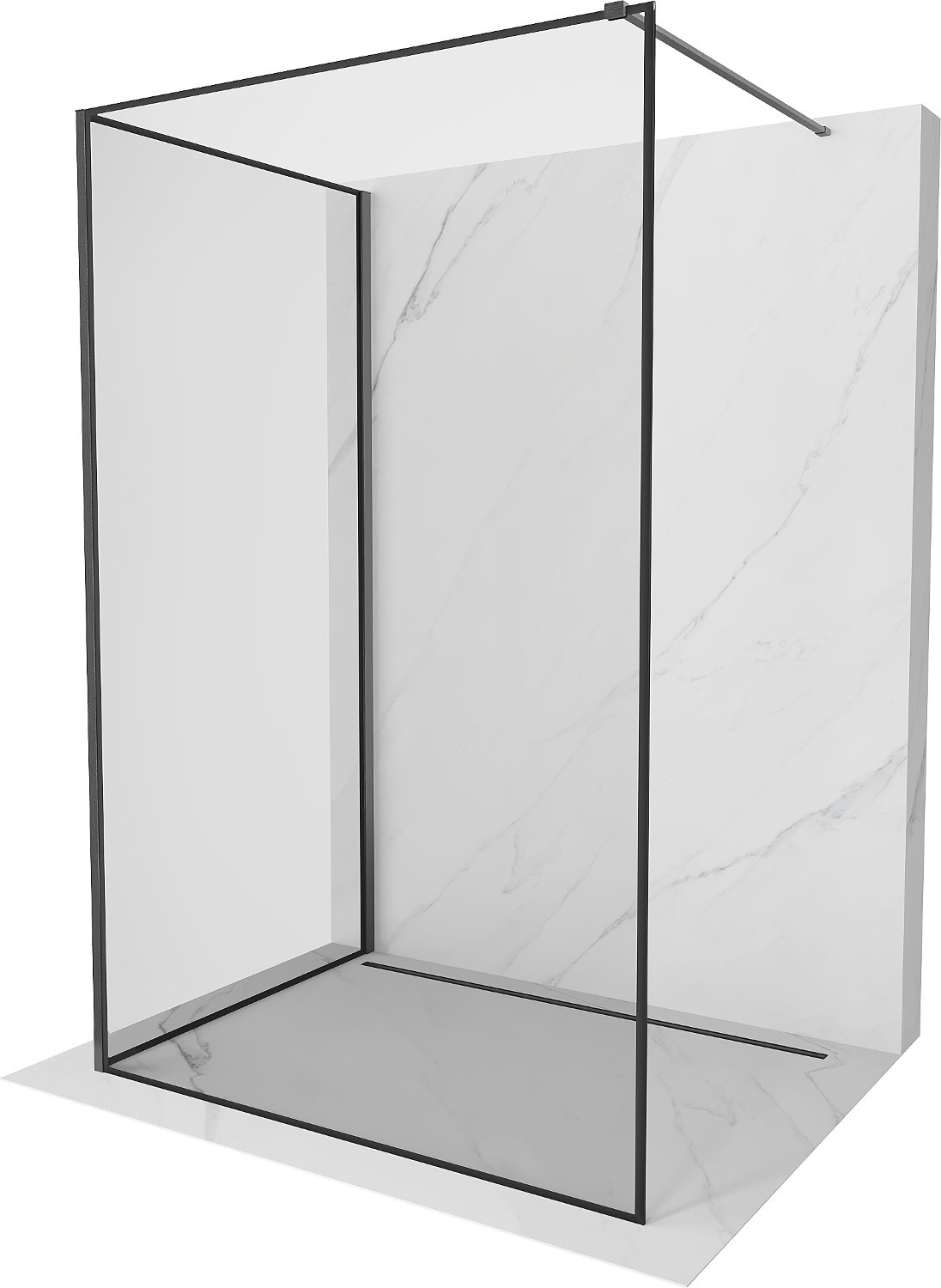 Mexen Kioto Walk-in Shower Wall 140 x 80 cm, black patterned, gun gray brushed - 800-140-212-66-70-080