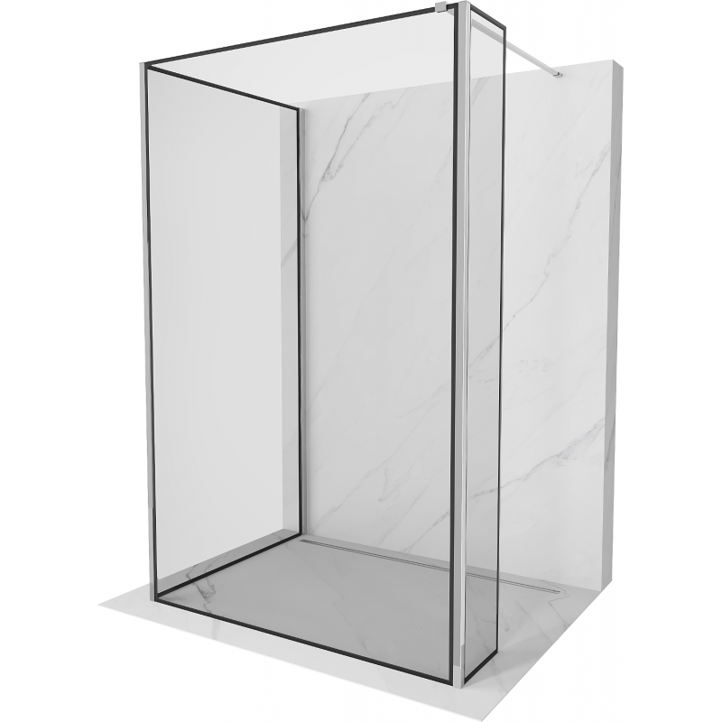 Mexen Kioto Walk-in Shower Wall 100 x 100 x 30 cm, black pattern, chrome - 800-100-100-221-01-70-030