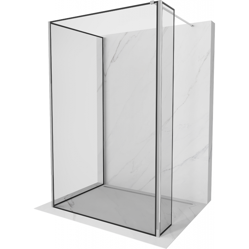 Mexen Kioto Walk-in Shower Wall 140 x 70 x 40 cm, Black Pattern, Chrome - 800-140-070-221-01-70-040