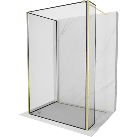Mexen Kioto Walk-in Shower Panel 130 x 90 x 40 cm, Black Pattern, Brushed Gold - 800-130-090-221-55-70-040