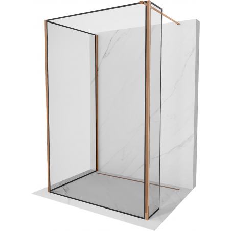 Mexen Kioto Walk-in Shower Wall 130 x 70 x 40 cm, Black Pattern, Rose Gold - 800-130-070-221-60-70-040