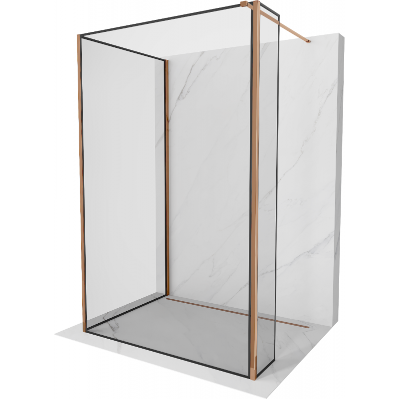 Mexen Kioto Walk-in Shower Wall 120 x 120 x 40 cm, Black Pattern, Rose Gold - 800-120-120-221-60-70-040