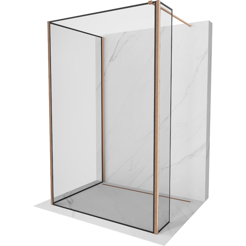 Mexen Kioto Walk-in Shower Wall 120 x 80 x 40 cm, Black Pattern, Brushed Copper - 800-120-080-221-65-70-040