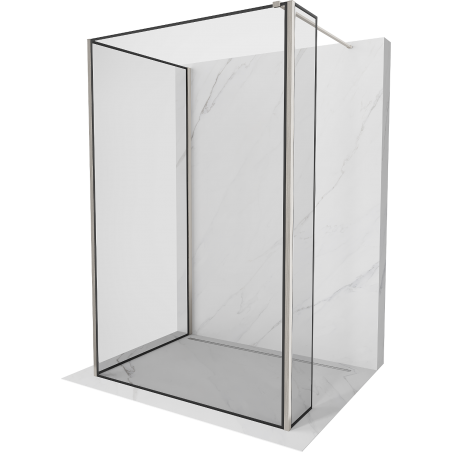 Mexen Kioto Walk-in Shower Cabin 100 x 80 x 40 cm, Black Pattern, Brushed Nickel - 800-100-080-221-97-70-040