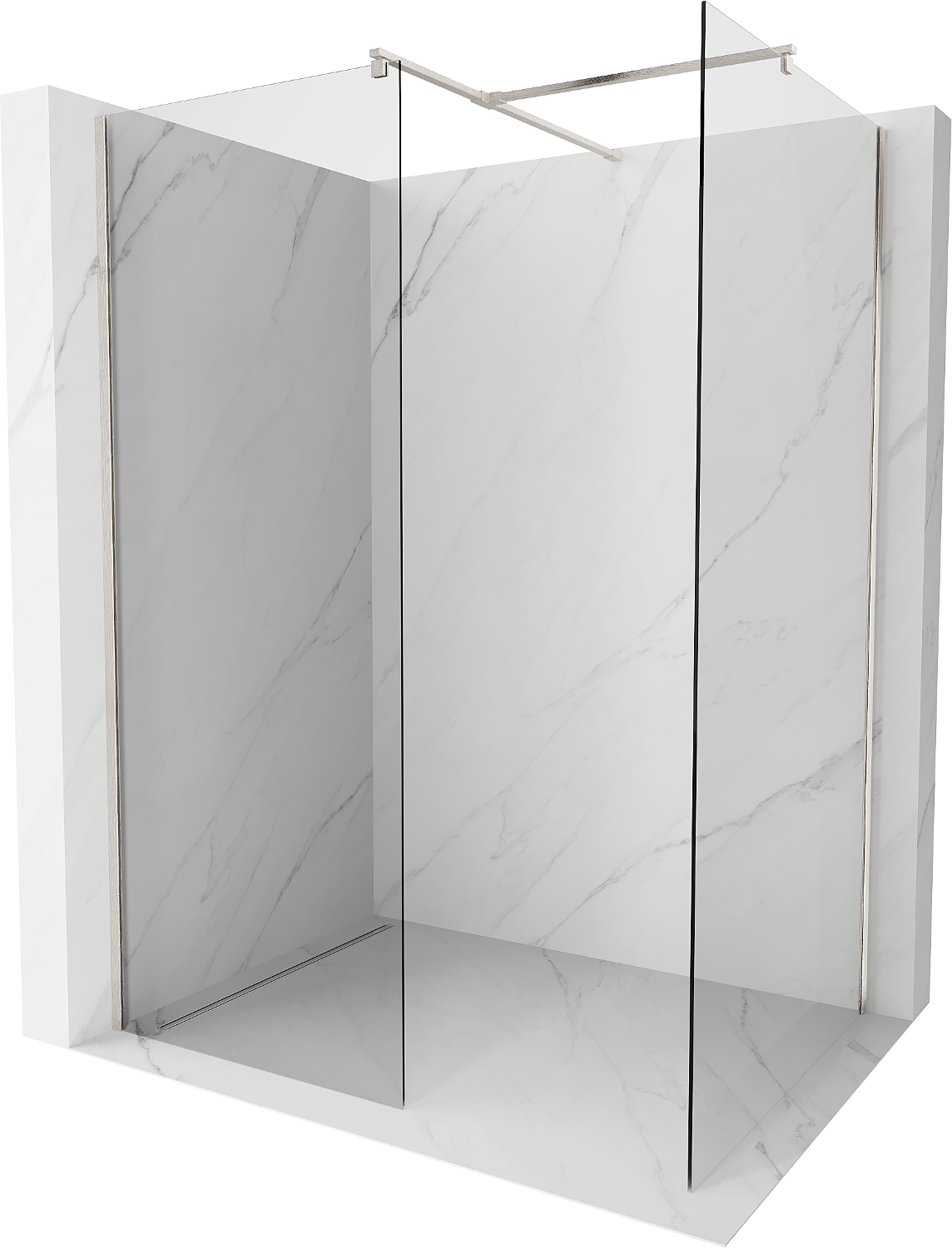 Mexen Kioto Walk-in Shower Wall 70 x 70 cm, transparent, brushed nickel - 800-070-202-97-00-070