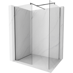 Mexen Kioto Walk-in Shower Wall 90 x 70 cm, transparent, brushed gun gray - 800-090-202-01-00-070