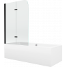 Mexen Cube rectangular bathtub 180 x 80 cm with panels and a 2-wing screen 100 cm, Transparent, Black - 550518080X9010027000