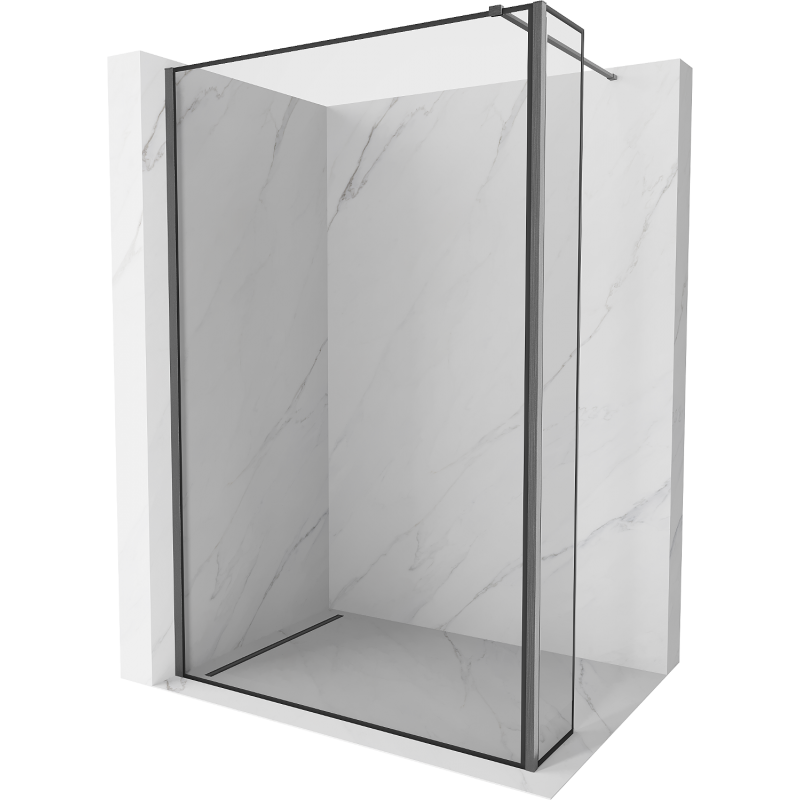 Mexen Kioto Walk-in Shower Wall 160 x 40 cm, Black Pattern, Brushed Gun Gray - 800-160-212-66-70-040