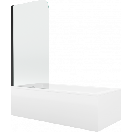 Mexen Cubik rectangular bathtub 160 x 70 cm with panels and a 1-wing screen 70 cm, Transparent, Black - 550316070X9007017000