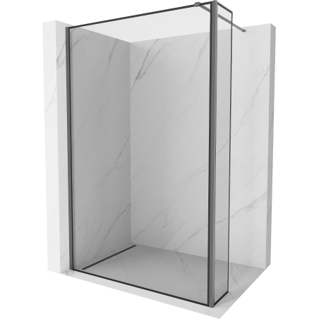 Mexen Kioto Walk-in Shower Wall 130 x 40 cm, black pattern, gun metal - 800-130-212-95-70-040