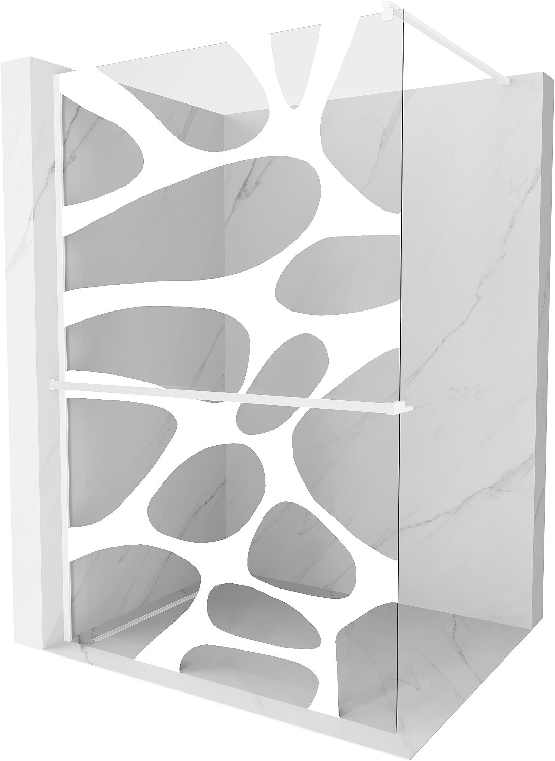Mexen Kioto+ Walk-in Shower Wall with Shelf 140 x 200 cm, White Pattern, White