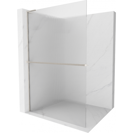 Mexen Kioto+ L Shower Wall with Walk-in Shelf 120 x 200 cm, Clear, Brushed Nickel