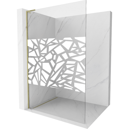 Mexen Kioto L Walk-in Shower Screen 90 x 200 cm, white pattern, gold - 800-090-103-50-78