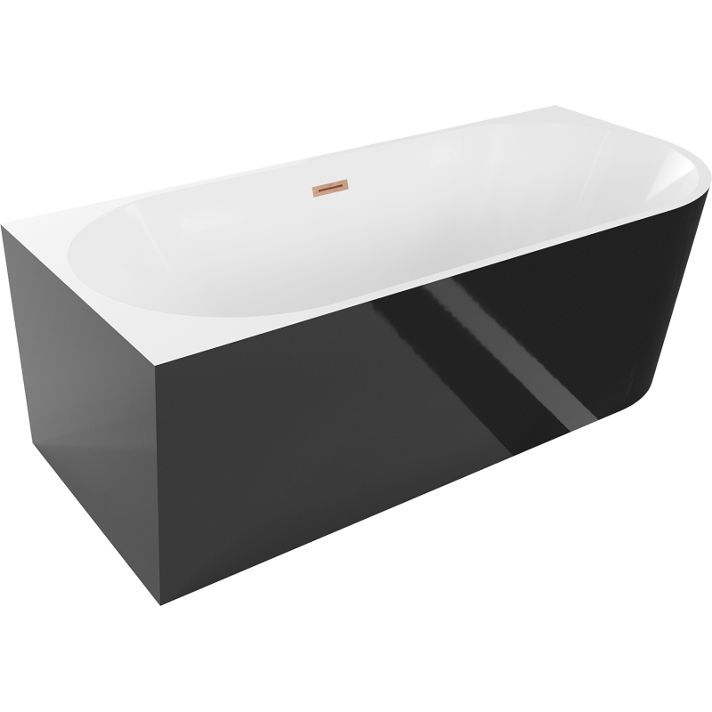 Mexen Mia freestanding corner bathtub left 160 x 75 cm, white/black, brushed bronze overflow - 52691607575L-65