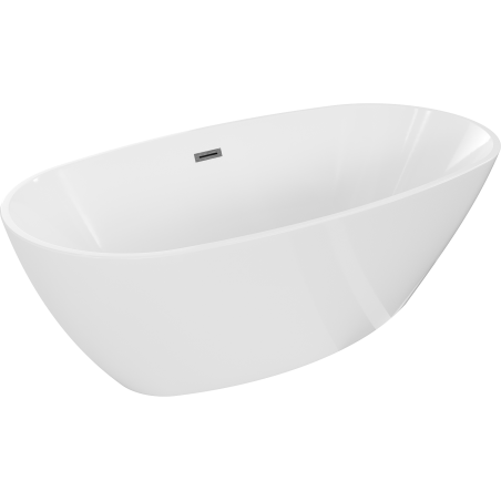 Mexen Eris freestanding bathtub 155 x 80 cm, white, brushed gun gray overflow - 53441558000-66