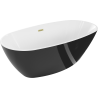 Mexen Eris freestanding bathtub 155 x 80 cm, white/black, brushed gold overflow - 53441558075-55