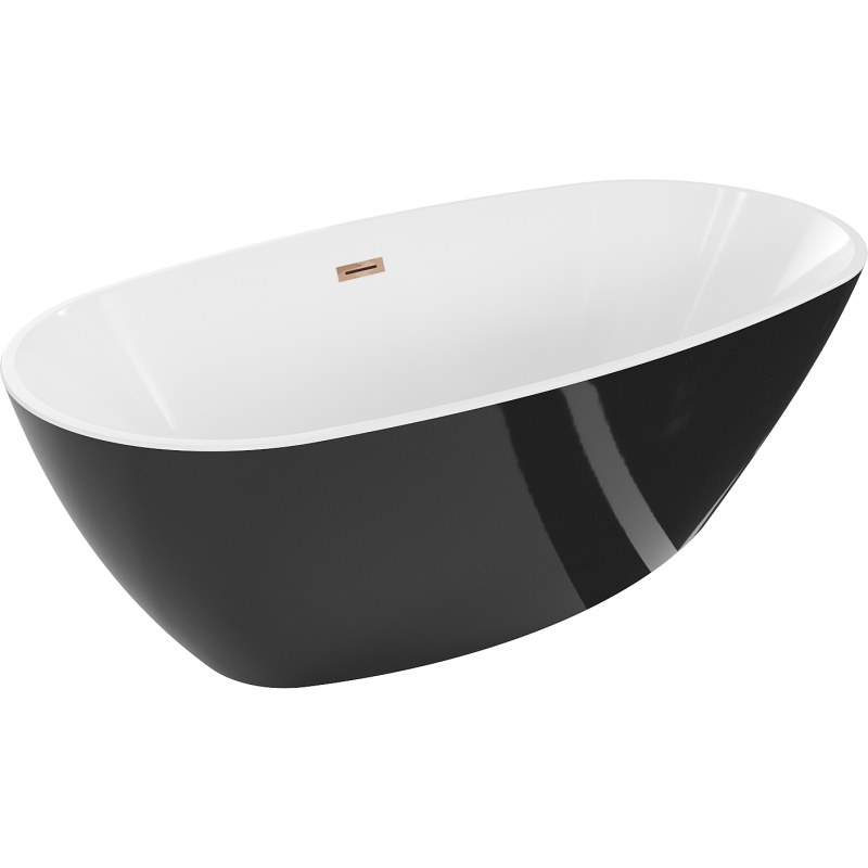 Mexen Eris freestanding bathtub 155 x 80 cm, white/black, rose gold overflow - 53441558075-60