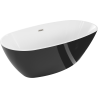 Mexen Eris freestanding bathtub 155 x 80 cm, white/black, brushed nickel overflow - 53441558075-97