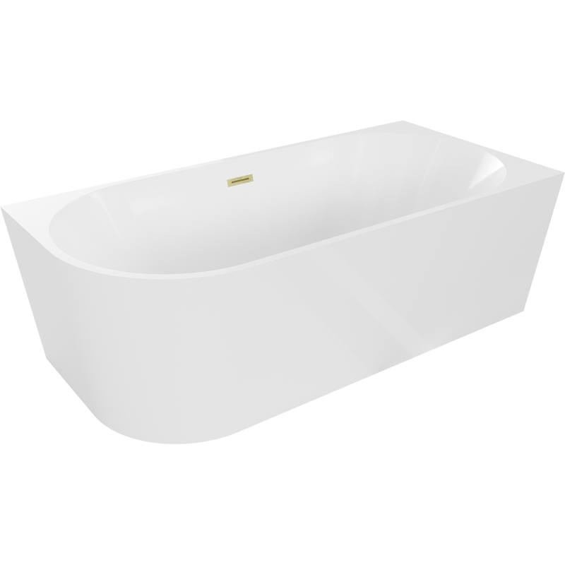 Mexen Mia freestanding corner bathtub right 170 x 80 cm, white, brushed gold overflow - 52691708000P-55