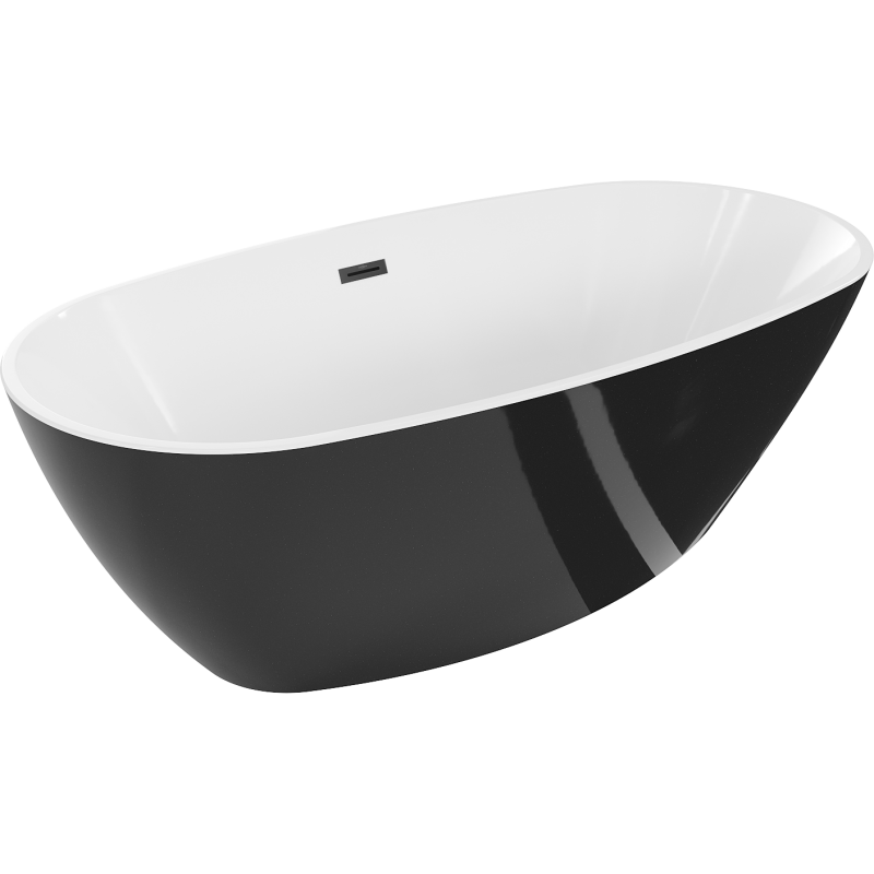 Mexen Eris freestanding bathtub 67 x 31 inches, white/black, black overflow - 53441708075-70