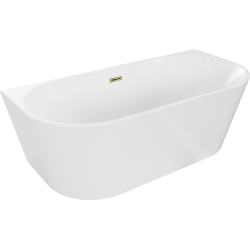 Mexen Oval freestanding wall-mounted bathtub 150 x 75 cm, white, gold overflow - 52671507500-50