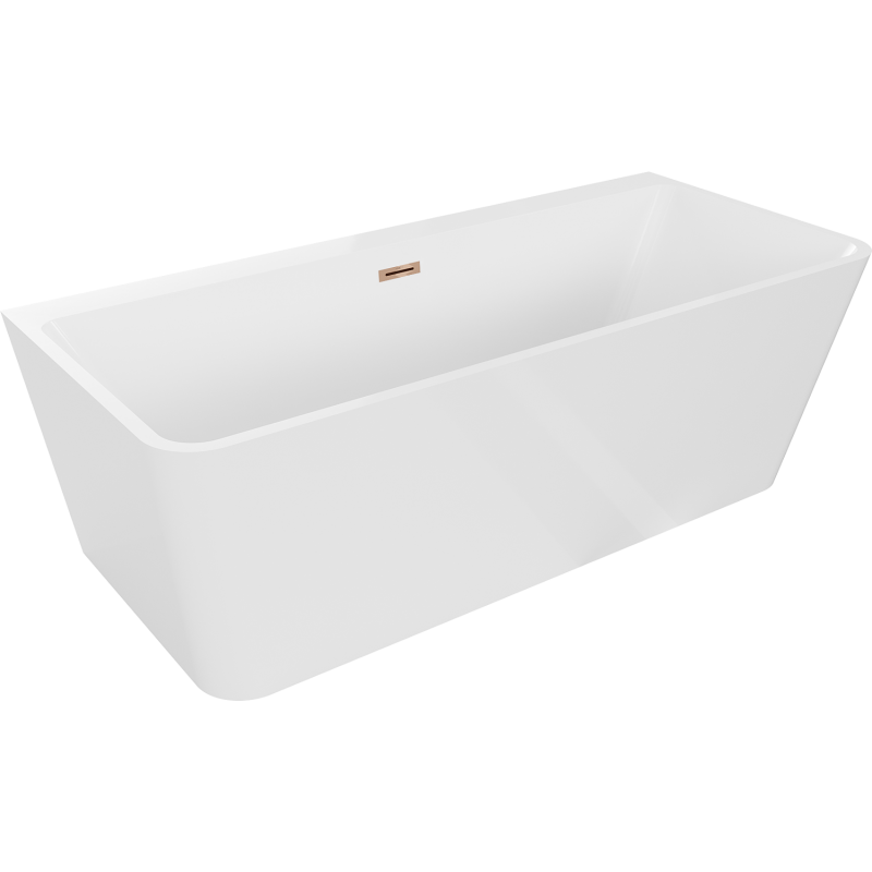 Mexen Volta freestanding wall-mounted bathtub 170 x 75 cm, white, rose gold overflow - 51131707500-60