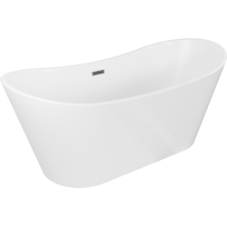 Mexen Montana freestanding bathtub 180 x 90 cm, white, brushed gun gray overflow - 52011809000-66