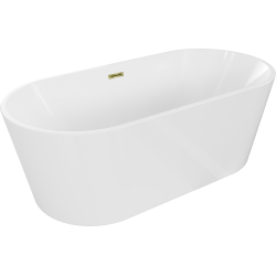 Mexen Luna freestanding bathtub 160 x 75 cm, white, overflow gold - 52031607500-50
