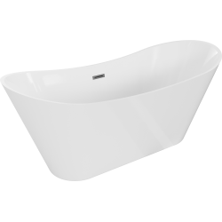 Mexen Celia Freestanding Bathtub 67 x 29.5 inches, White, Brushed Gun Gray Overflow - 52331707500-66