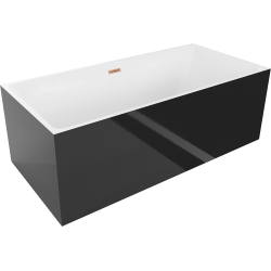 Mexen Nita freestanding bathtub 67 x 31 inches, white/black, brushed copper overflow - 52091708075-65