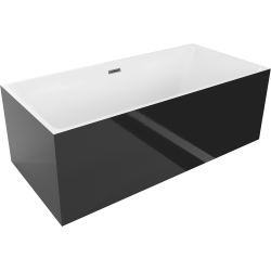 Mexen Nita freestanding bathtub 170 x 80 cm, white/black, brushed gun gray overflow - 52091708075-66