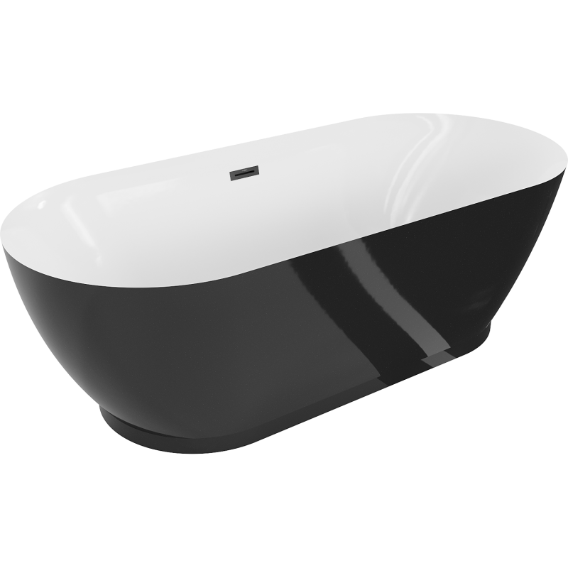 Mexen Roxy freestanding bathtub 180 x 85 cm, white/black, black overflow - 51201808575-70