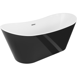 Mexen Montana freestanding bathtub 67 x 31 inches, white/black, chrome overflow - 52011708075-01