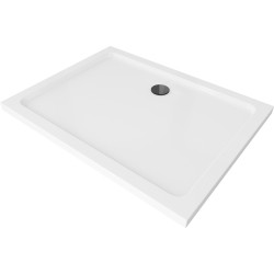 Mexen Flat slim rectangular shower tray 130 x 100 cm, White, Black siphon - 40101013B