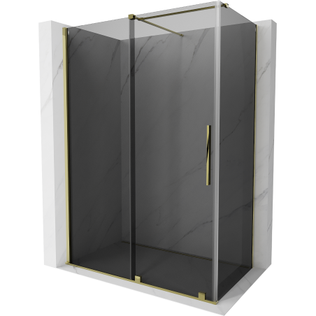 Mexen Velar shower enclosure sliding 140 x 85 cm, graphite, gold - 871-140-085-41-50