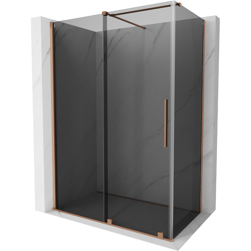 Mexen Velar sliding shower enclosure 140 x 80 cm, graphite, brushed copper - 871-140-080-41-65