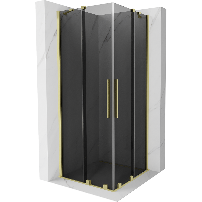 Mexen Velar Duo sliding shower cabin 100 x 100 cm, graphite, brushed gold - 871-100-100-42-55