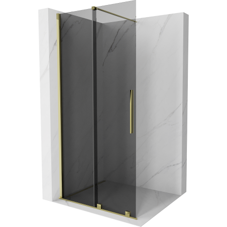 Mexen Velar Walk-in Shower Panel 75 x 200 cm, Graphite 8 mm, Gold - 871-075-000-43-50