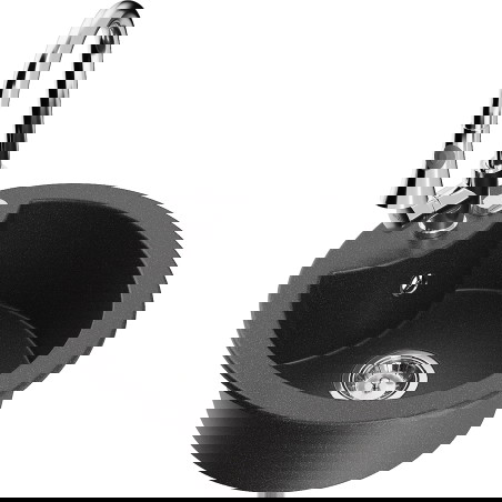 Mexen Diego 1-compartment granite sink with a kitchen mixer tap Elia, spotted black - 6512-76-670101-00