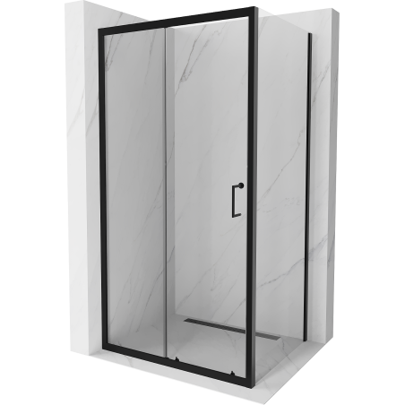 Mexen Apia extendable shower cubicle 130 x 80 cm, Transparent, Black - 840-130-080-70-00