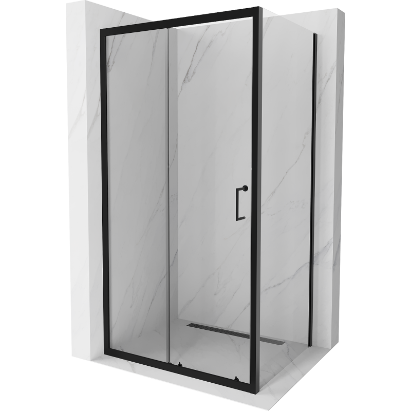 Mexen Apia extendable shower cubicle 130 x 70 cm, Transparent, Black - 840-130-070-70-00