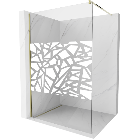Mexen Kioto shower screen 140 x 200 cm, Transparent/White pattern 8 mm, Gold - 800-140-101-50-85