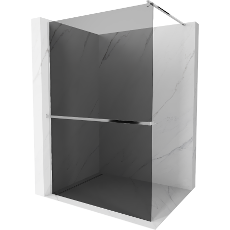 Mexen Kioto+ shower screen with a shelf and rail 80 x 200 cm, Graphite 8 mm, Chrome - 800-080-121-01-40